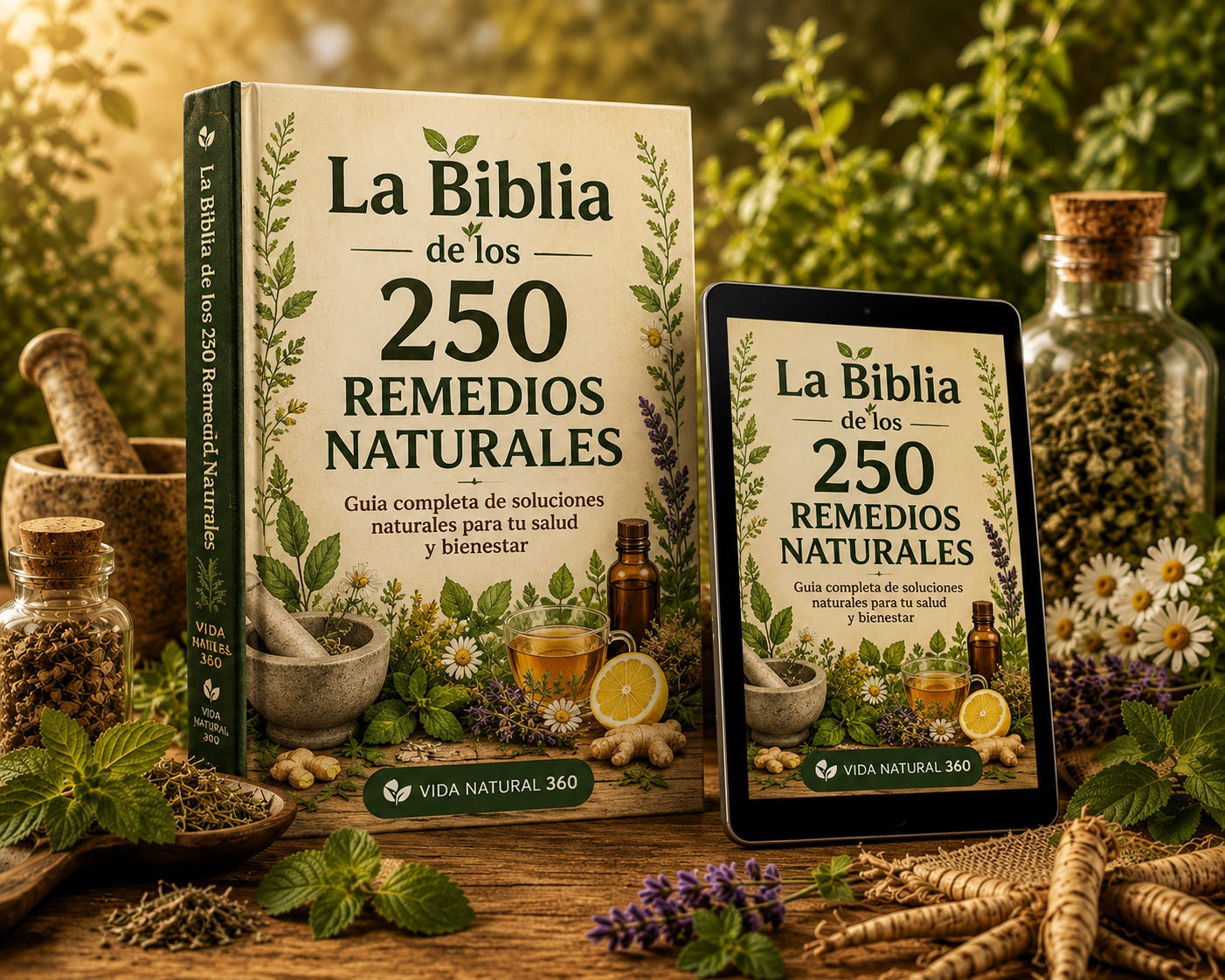 La Biblia de los 250 Remedios Naturales - libro y tablet